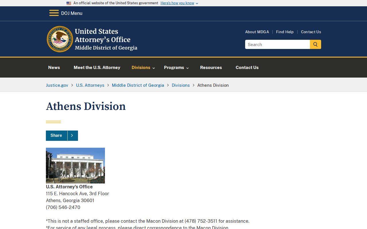 Bishop court records federal Athens Division boundary