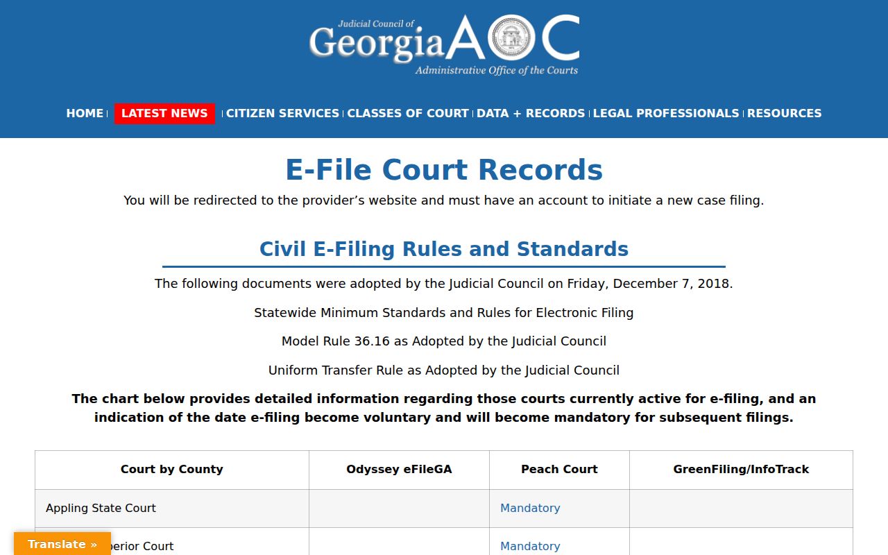 Oconee County civil court docket statewide e-file entries