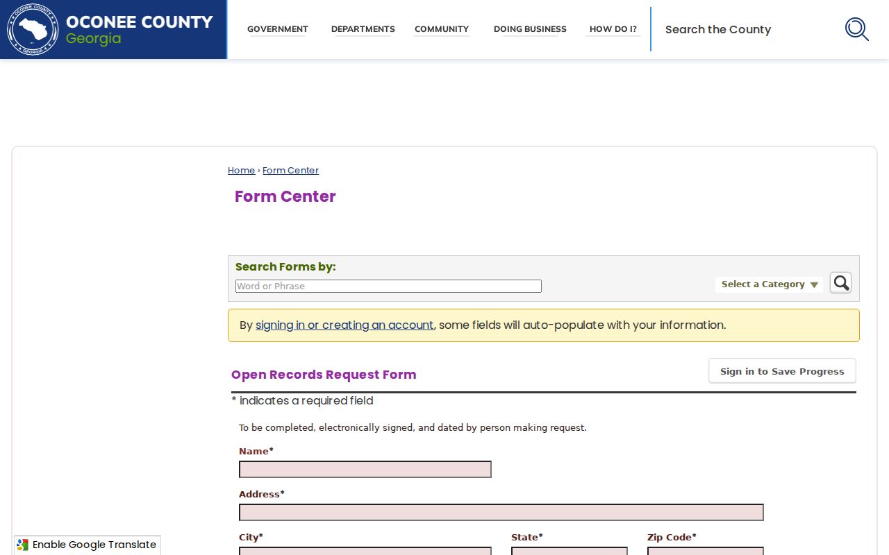 Oconee County court case records open records request form