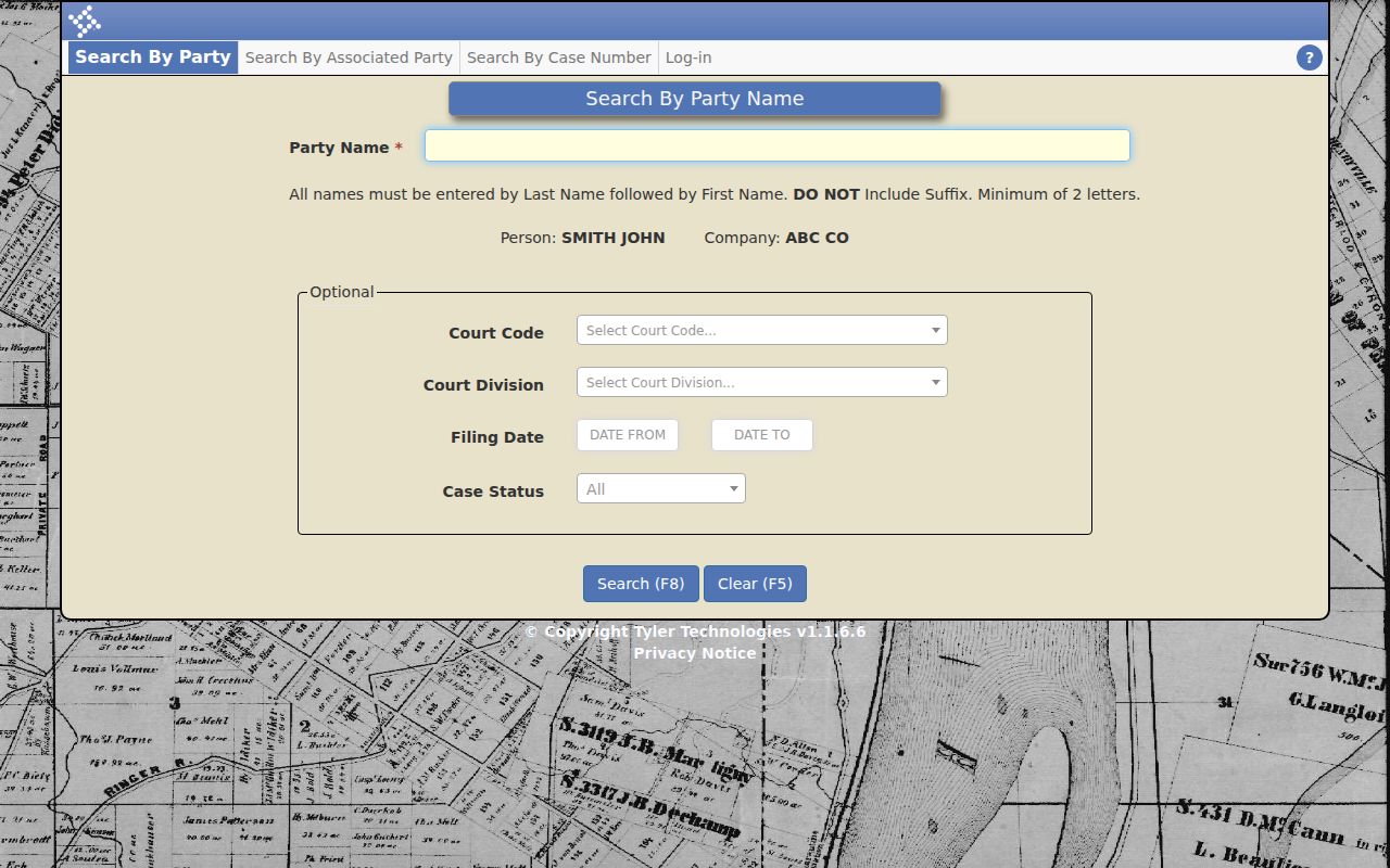 Oconee County criminal court docket party search fields