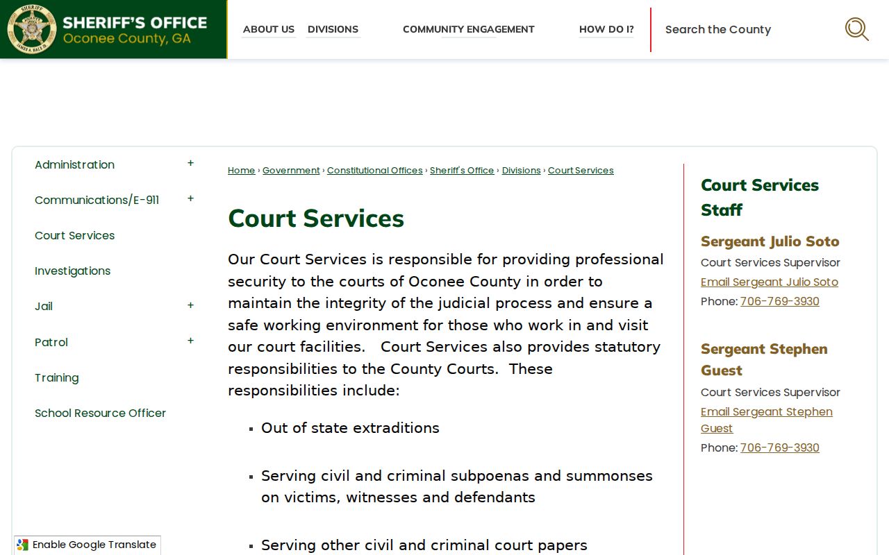 Oconee County court docket Court Services functions