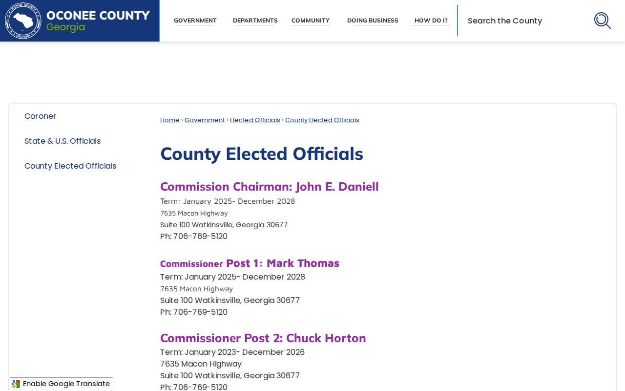 Oconee County court docket elected clerk and probate officials