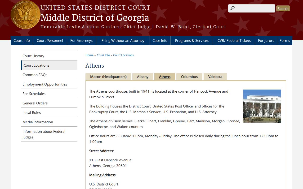 Oconee County federal court docket Athens Division route