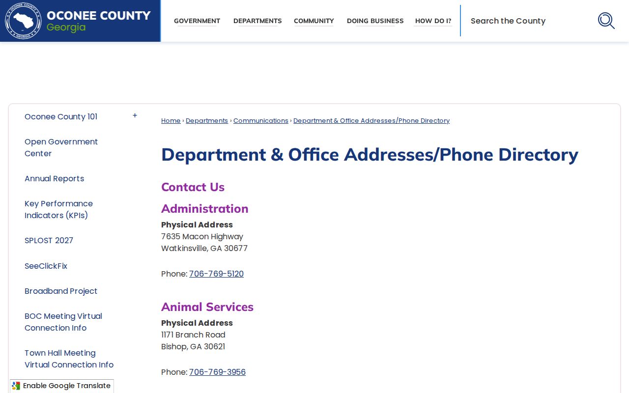 Oconee County court docket courthouse office directory