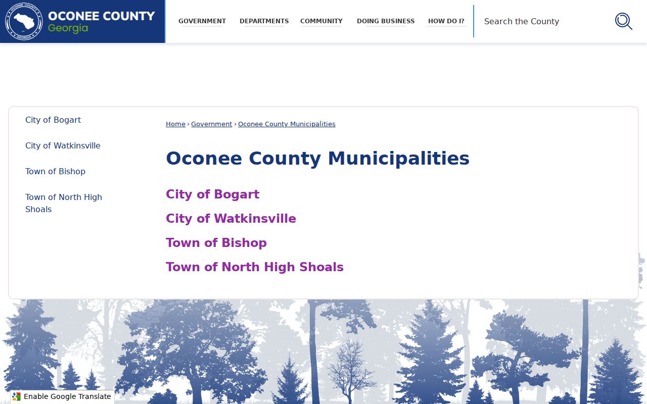 Oconee County court docket municipalities and city venues